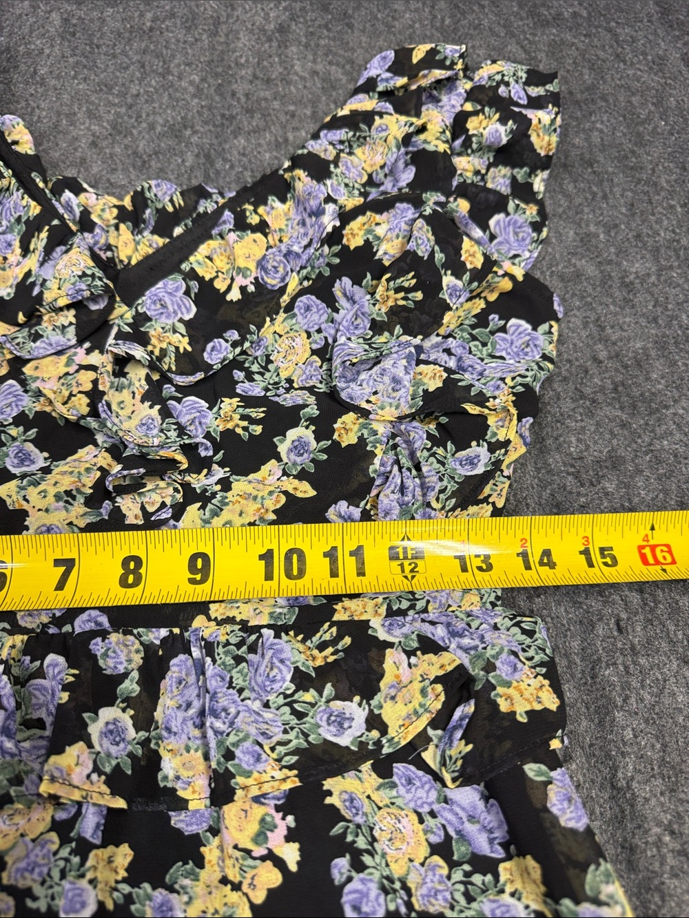 The Vintage Shop Black Maxi Dress with Yellow & Lavender Floral Print - Picture 6 of 7